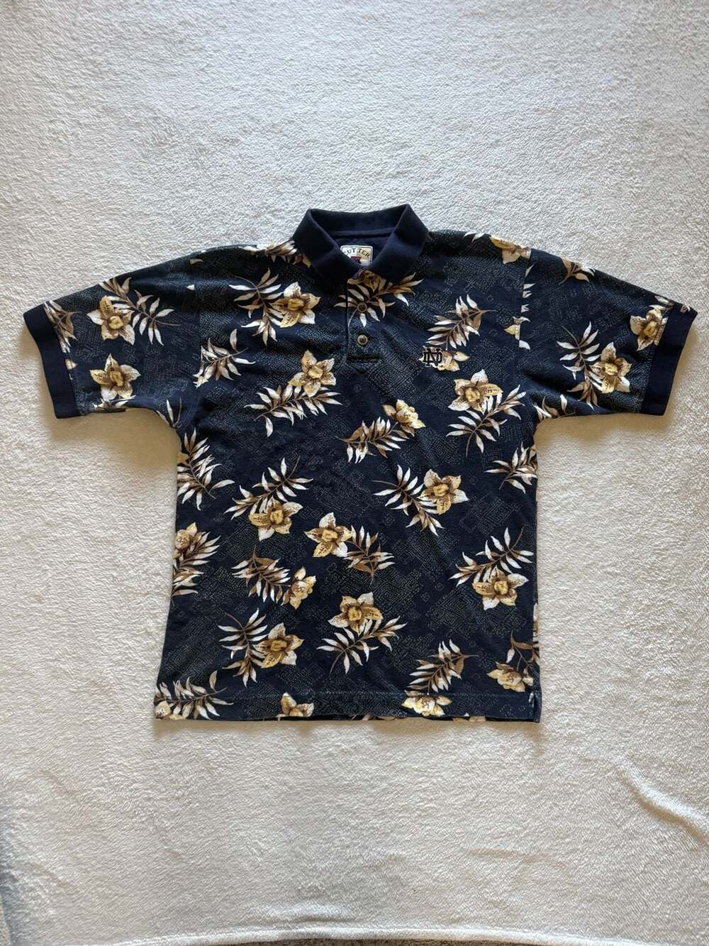 Cutter & Buck Notre Dame Fighting Irish Floral Polo Shirt Size Large Collegiate